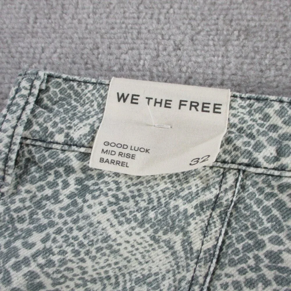 We The Free Jeans Womens 32 Snake Print Good Luck Barrel Wide Leg Pants NEW - Picture 8 of 15
